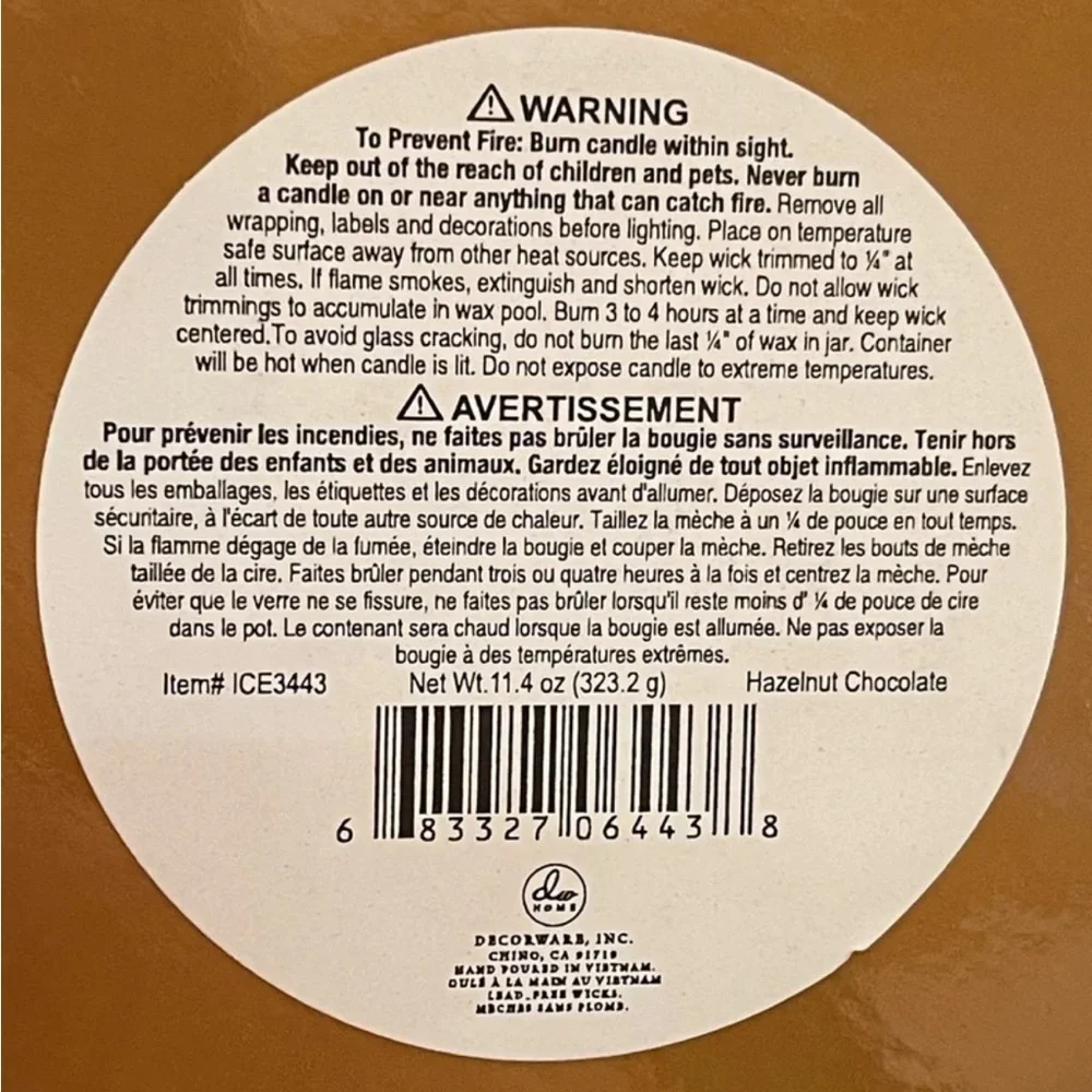 Rigby’s Ice Cream Parlor Hazelnut Chocolate 2 wick 36hrs burn candle in gift box